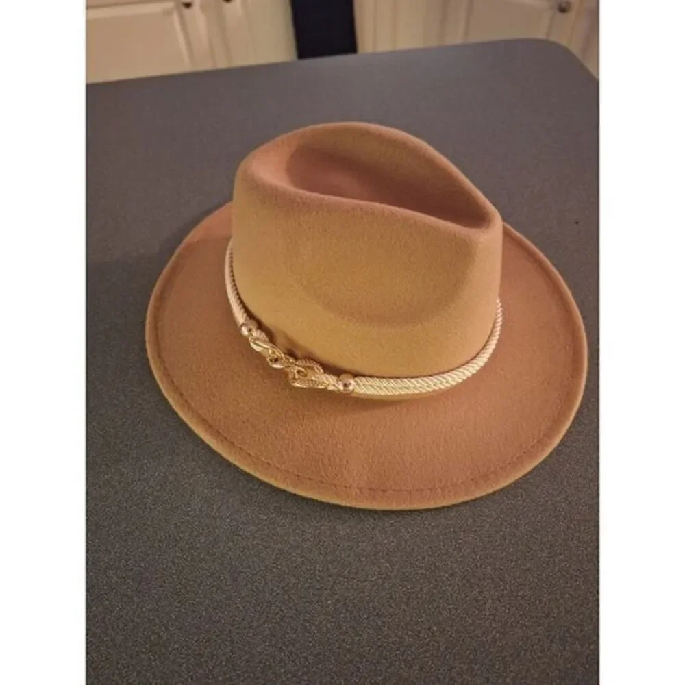 Trendy Rope Strap Fedoras Cap Classic British Style Wide Brim Sun‎ Hat Unisex